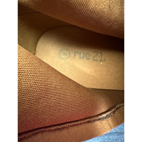 Rue21 Candace Womens Lace-Up Ankle Boots With Heels Size 8 Tan Faux Leather & Su - Picture 3 of 6